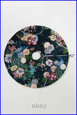 Anthropologie Jaya Tree Skirt Velvet Flora Fauna Peacocks Botanical Opulent NEW
