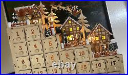 Anthropologie Light Up Reindeer Village Advent Calendar Wood Winter Wonderland