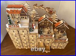 Anthropologie Light Up Reindeer Village Advent Calendar Wood Winter Wonderland