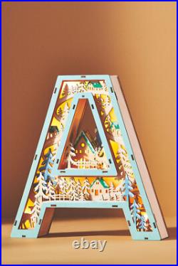 Anthropologie Monogram Wonderland Light-Up Scene Christmas Letter A NEW