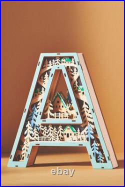 Anthropologie Monogram Wonderland Light-Up Scene Christmas Letter A NEW