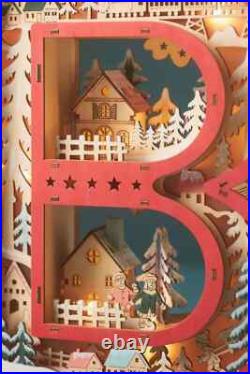 Anthropologie Monogram Wonderland Light-Up Scene Christmas Letter B NEW