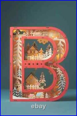 Anthropologie Monogram Wonderland Light-Up Scene Christmas Letter B NEW