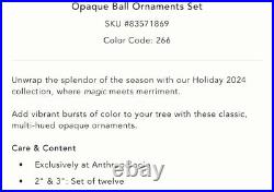 Anthropologie Opaque Ball Bulb Ornaments Set 12 Glass Christmas Cool Blue 3