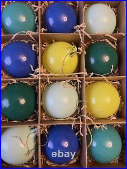Anthropologie Opaque Ball Bulb Ornaments Set 12 Glass Christmas Cool Blue 3