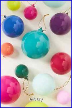 Anthropologie Opaque Ball Bulb Ornaments Set 12 Glass Christmas Sugar Plum NEW