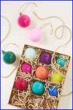 Anthropologie Opaque Ball Bulb Ornaments Set 12 Glass Christmas Sugar Plum NEW