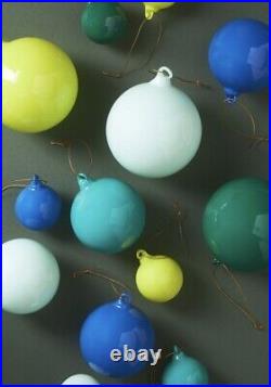 Anthropologie Opaque Ball Ornaments Set of 9 Glass Christmas Holiday Blue Green