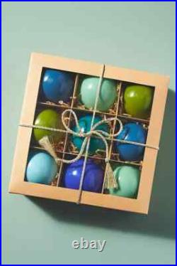 Anthropologie Opaque Bauble Glass Ornaments Ball Sugar Plum Glitterville 9 NEW