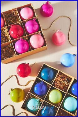 Anthropologie Opaque Bauble Glass Ornaments Sugar Plum Glitterville SET 18 NEW