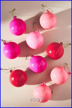 Anthropologie Opaque Bauble Glass Ornaments Sugar Plum Glitterville SET 18 NEW