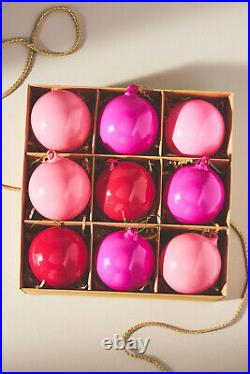 Anthropologie Opaque Bauble Glass Ornaments Sugar Plum Glitterville SET 18 NEW