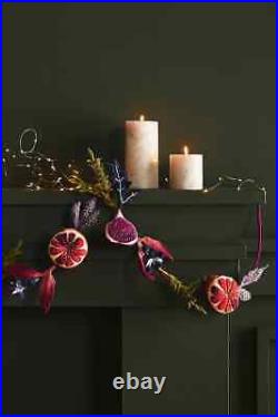 Anthropologie Rumi Fig Floral Garland Christmas Botanical Beaded Embellished NEW