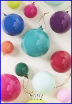 Anthropologie Set 12 Opaque 3 Glass Bauble Ball Ornaments Rainbow Christmas NEW