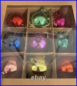 Anthropologie Set of 9 MIRRORED Ball Ornaments 3 Opaque Multicolor Glass NEW d