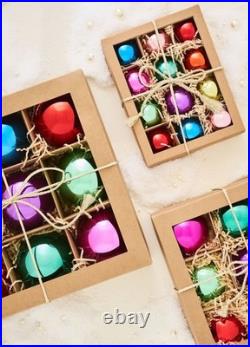 Anthropologie Set of 9 MIRRORED Ball Ornaments 3 Opaque Multicolor Glass NEW d