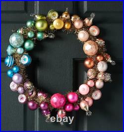 Anthropologie Vintage Bauble Ornament Wreath Glass Mini Nostalgia 11.5D NEW