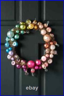 Anthropologie Vintage Bauble Ornament Wreath Glass Mini Nostalgia 11.5D NEW