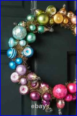 Anthropologie Vintage Bauble Ornament Wreath Glass Mini Nostalgia 11.5D NEW