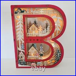 Anthropologie Wonderland Scene Monogram Light-Up Holiday Decoration Letter B