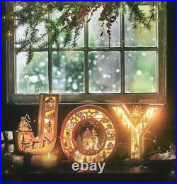 Anthropologie Wooden Monogram Wonderland Light-Up Scene Christmas Letter Y New