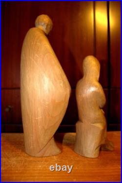 Antique 11 Hand Carved Wood Block Nativity Set Scene Holy Family Statue Figure Antique 11 Hand Carved Wood Block Nativity Set Scene Holy Family Statue Figure