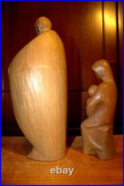 Antique 11 Hand Carved Wood Block Nativity Set Scene Holy Family Statue Figure Antique 11 Hand Carved Wood Block Nativity Set Scene Holy Family Statue Figure