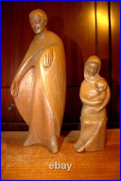 Antique 11 Hand Carved Wood Block Nativity Set Scene Holy Family Statue Figure Antique 11 Hand Carved Wood Block Nativity Set Scene Holy Family Statue Figure