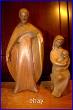 Antique 11 Hand Carved Wood Block Nativity Set Scene Holy Family Statue Figure Antique 11 Hand Carved Wood Block Nativity Set Scene Holy Family Statue Figure
