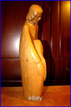 Antique 14.6 Hand Carved Wood Nativity Set Scene Holy Family Sculpture Figure