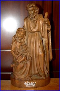 Antique 14 Hand Carved Wood Nativity Set Scene Holy Family Statue Sculpture