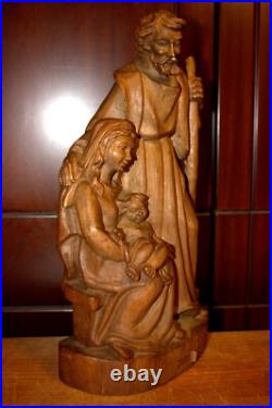 Antique 14 Hand Carved Wood Nativity Set Scene Holy Family Statue Sculpture