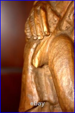 Antique 14 Hand Carved Wood Nativity Set Scene Holy Family Statue Sculpture