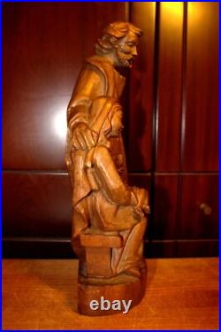 Antique 14 Hand Carved Wood Nativity Set Scene Holy Family Statue Sculpture