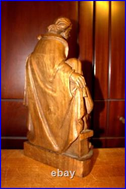 Antique 14 Hand Carved Wood Nativity Set Scene Holy Family Statue Sculpture