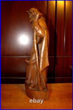 Antique 14 Hand Carved Wood Nativity Set Scene Holy Family Statue Sculpture