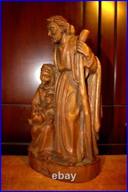 Antique 14 Hand Carved Wood Nativity Set Scene Holy Family Statue Sculpture