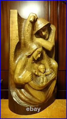 Antique 16 Hand Carved Wood Nativity Set Scene Holy Family Jesus Statue Figure