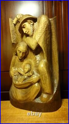 Antique 16 Hand Carved Wood Nativity Set Scene Holy Family Jesus Statue Figure