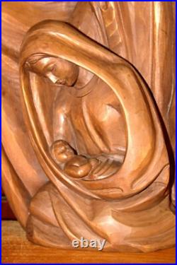 Antique 16 Hand Carved Wood Nativity Set Scene Holy Family Statue Sculpture