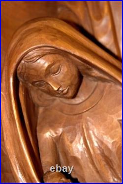 Antique 16 Hand Carved Wood Nativity Set Scene Holy Family Statue Sculpture