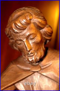 Antique 16 Hand Carved Wood Nativity Set Scene Holy Family Statue Sculpture