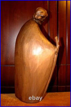 Antique 16 Hand Carved Wood Nativity Set Scene Holy Family Statue Sculpture