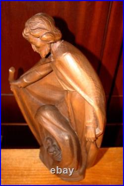 Antique 16 Hand Carved Wood Nativity Set Scene Holy Family Statue Sculpture