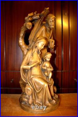 Antique 19 Hand Carved Wood Block Nativity Scene Set Holy Family Statue Figure