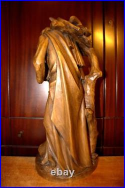 Antique 19 Hand Carved Wood Block Nativity Scene Set Holy Family Statue Figure