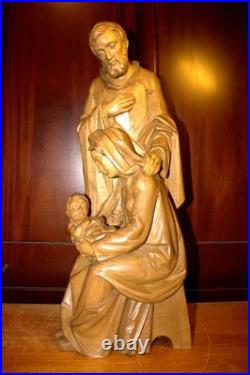 Antique 24 Hand Carved Wood Block Nativity Scene Set Holy Family Statue Figure