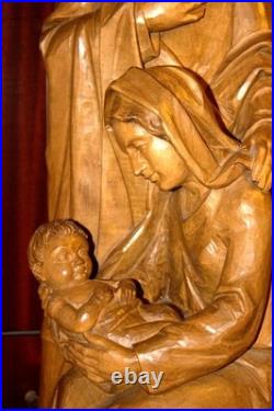 Antique 24 Hand Carved Wood Block Nativity Scene Set Holy Family Statue Figure