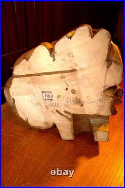 Antique 24 Hand Carved Wood Block Nativity Scene Set Holy Family Statue Figure