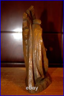 Antique 7.4 Hand Carved Wood Christmas Nativity Set Scene Holy Family Figure
